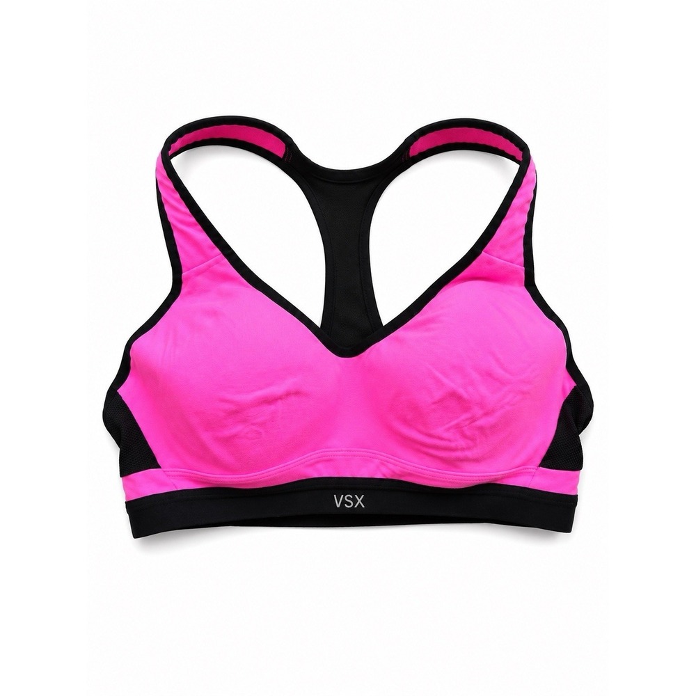 Victoria's Secret VSX Sport Bra Women's 34B Pink Black Racerback high Impact